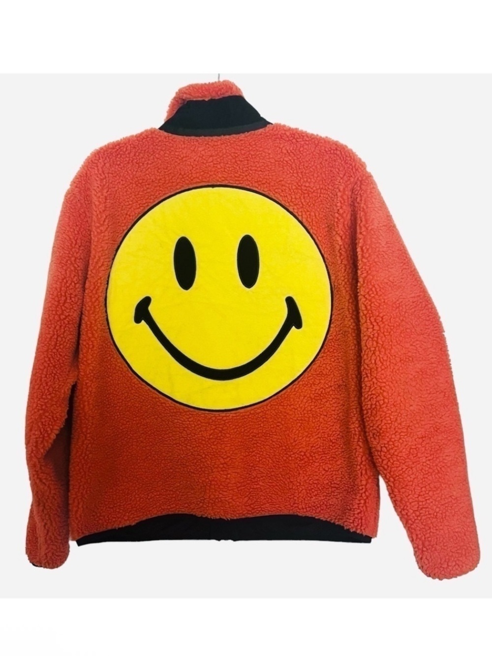 Chinatown Market Orange Smiley Sherpa Jacket Small